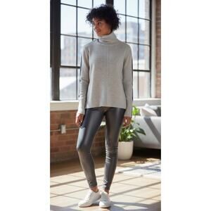 Athleta Size L Transit Colorblock Turtleneck Boxy Sweater Merino Wool Blend